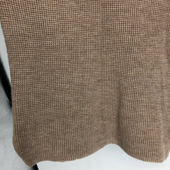 Kersh Light Khaki Tan Camel ribbed Knit V-neck Merino tencel Blend Sweater L - Picture 13 of 16